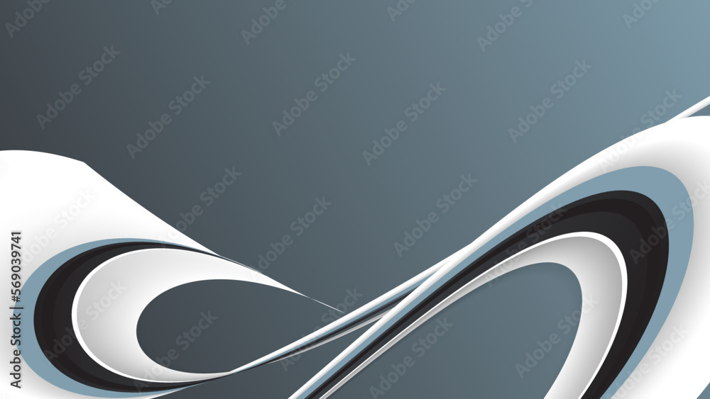 Fototapeta premium Grey white color background 3d illustration. Dynamic wavy grey background
