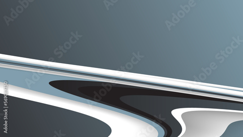 Grey white color background 3d illustration. Dynamic wavy grey background