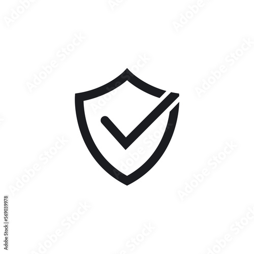 check mark shield line icon vector design template