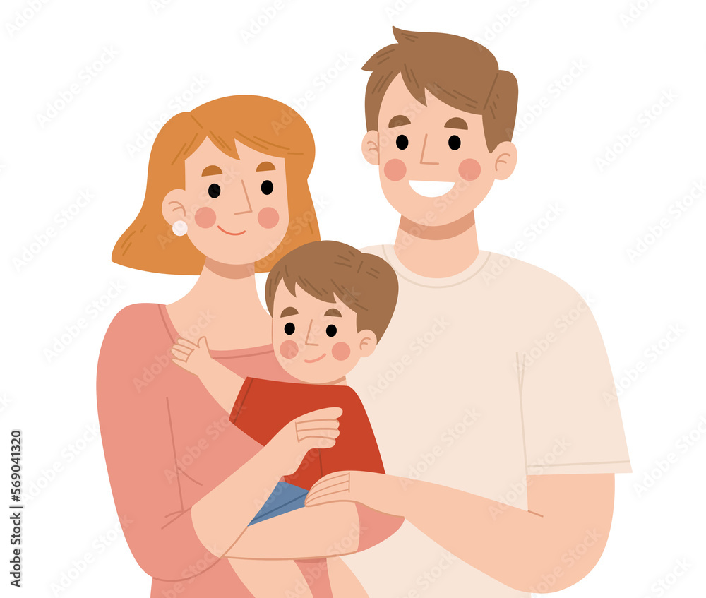 Illustration of a happy little family Illustration of a happy little family