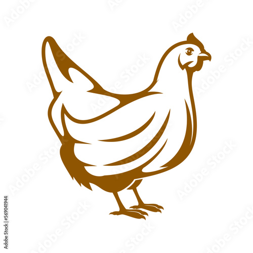 Poultry farm, hen and chicken graphic icon