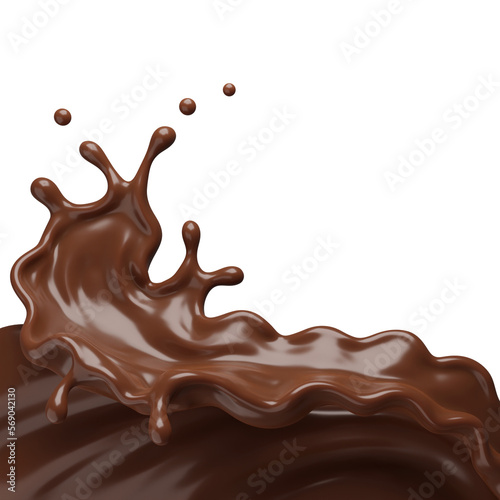 Chocolate splash png file , 3D Rendering, 3D illustration