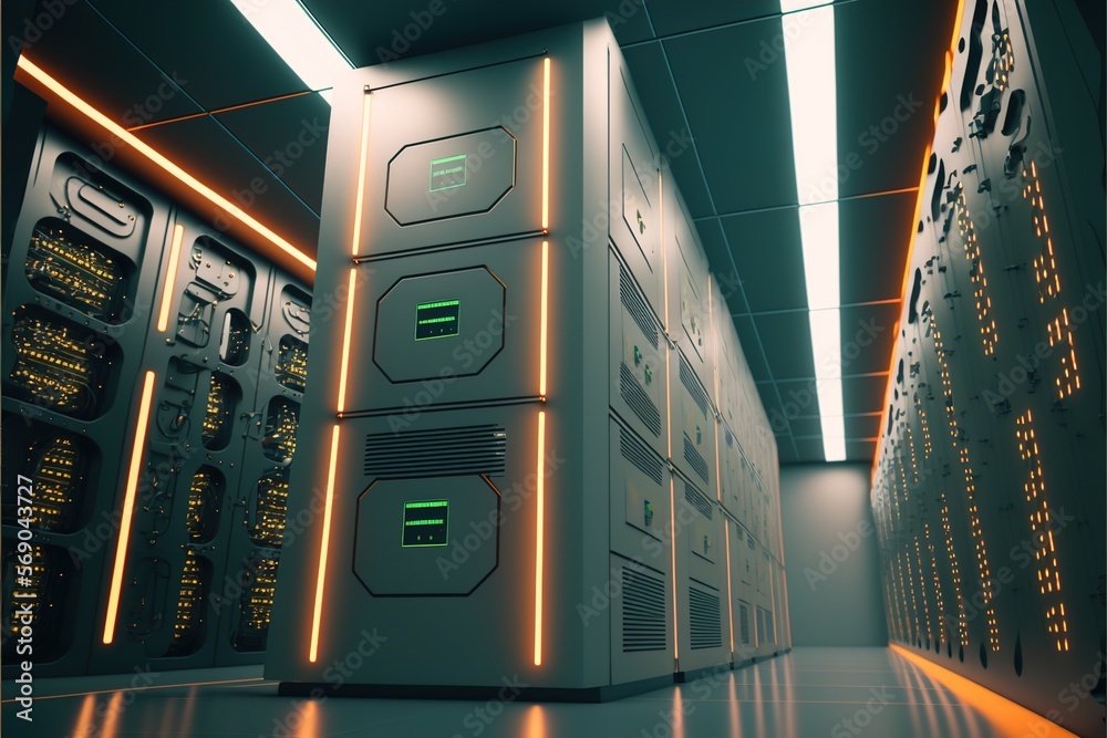 Insights into a futuristic server room created with generative ai technology