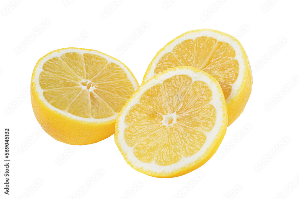 Fresh lemon slices  on transparent png