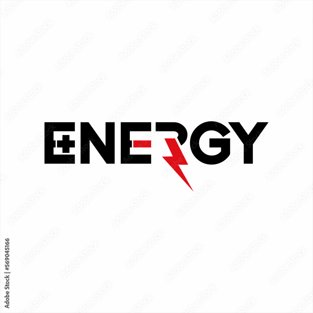 Energy word design with positive and negative sign concept on letter E. Energy word design with positive and negative sign concept on letter E.