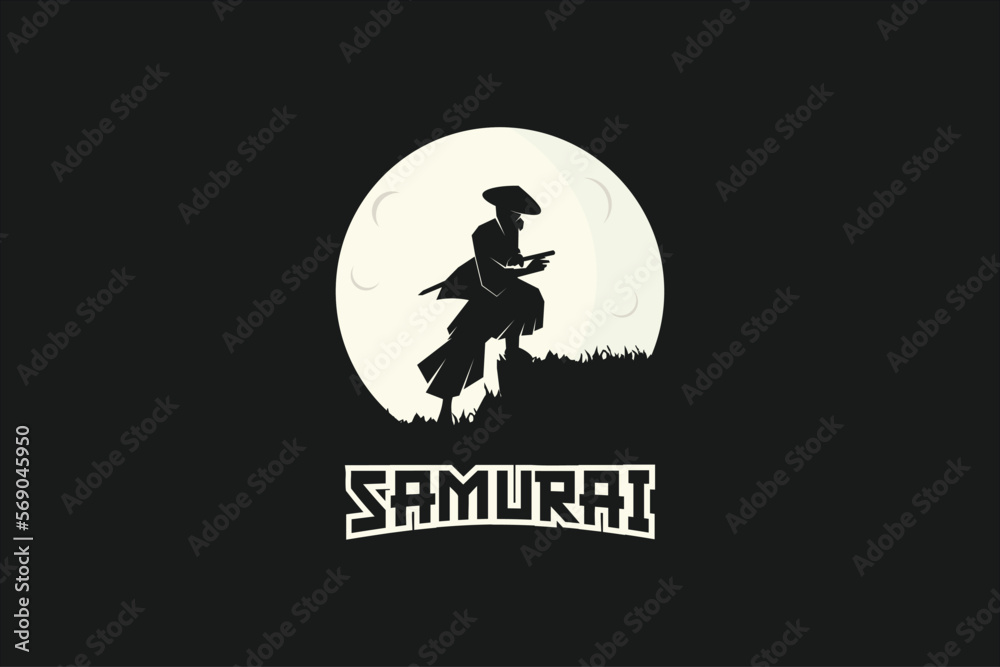 Ronin - Samurai logo design template,samurai warrior logo design vector illustration,e-sport logo design template