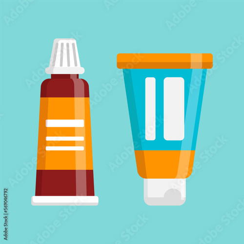 Set of Tubes with ointment or cream. Concept of health and beauty. Vector illustration.