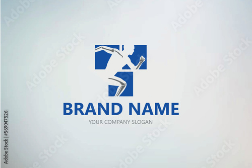 Active man, running silhouette, joint pain symbols, Logo/Icon. Physiotherapy treatment design template vector with people run. Colorful vector health. Physiotherapy clinic logo. Knee Bone Logo designs