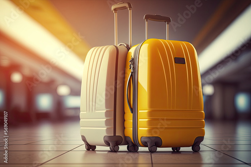 Suitcases in airport. Travel concept photo