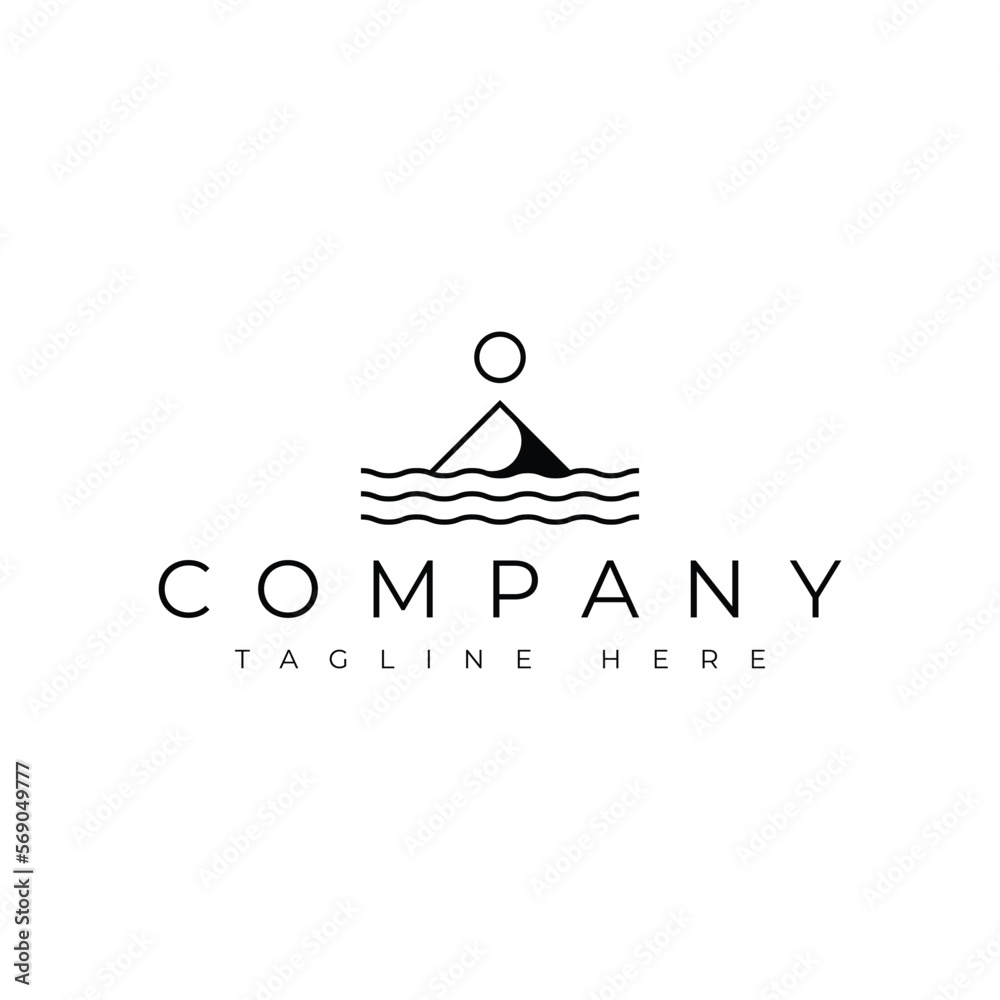 modern minimalist mountain and water logo design modern minimalist mountain and water logo design