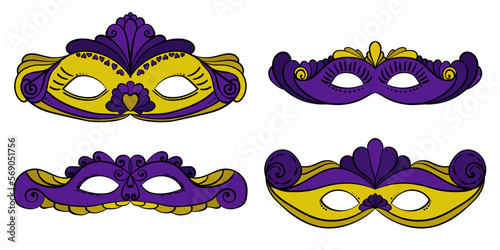 Bright masquerade masks set, festive carnival face accessory