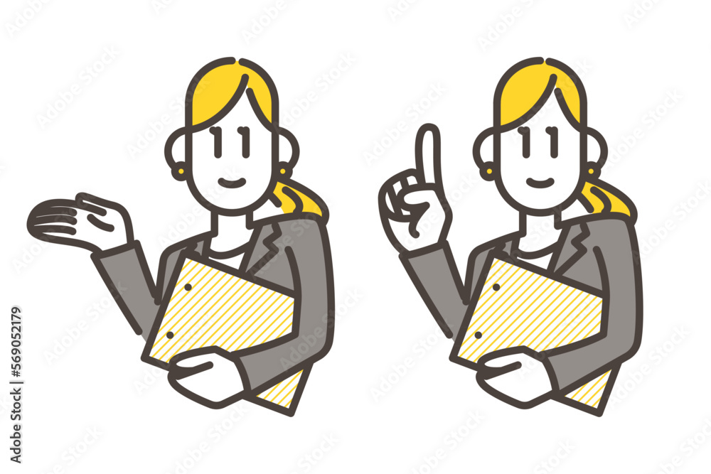 Female businessperson making a proposal [Vector illustration].