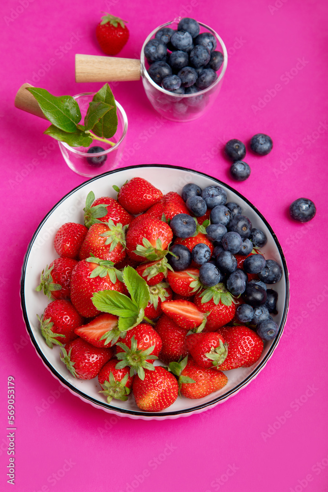 Strawberries on color background. Strawberries on color background.