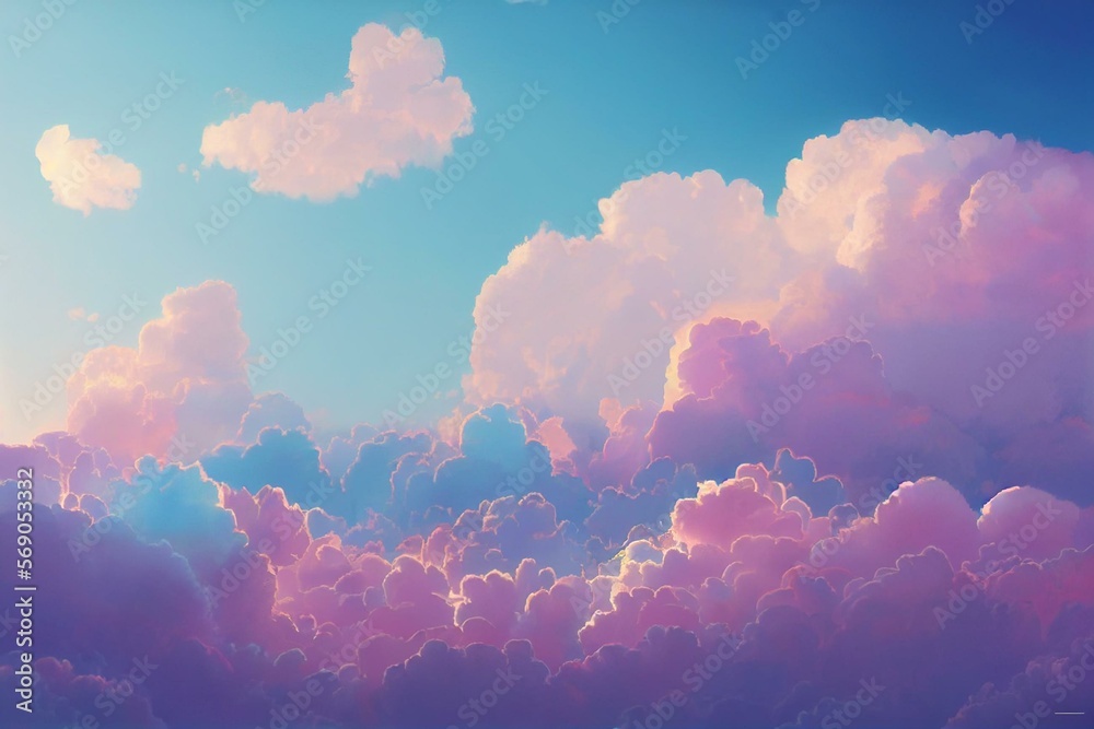 Sky with soft clouds in pastel tone for backgrounds. Generative AI - obrazy, fototapety, plakaty 