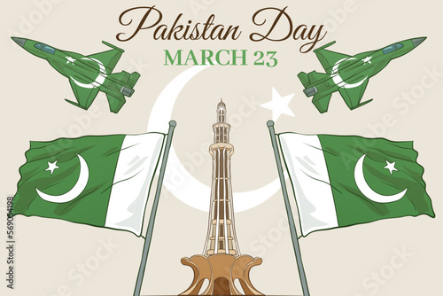 23th of march pakistan day celebration background. Happy Pakistan's day 23th of march 1956. Vector Illustration. 