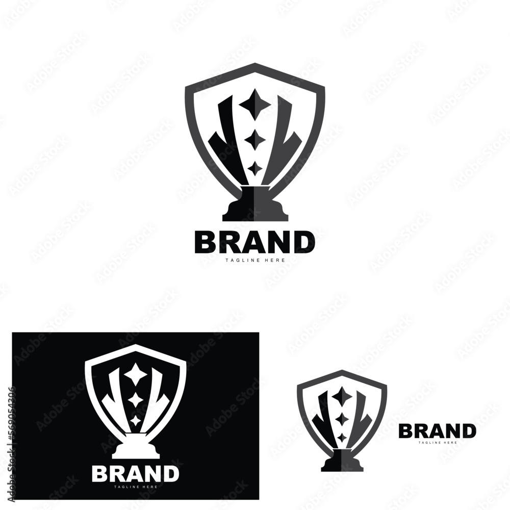 Trophy Logo Design, Award Winner Championship Trophy Vector, Success Brand Trophy Logo Design, Award Winner Championship Trophy Vector, Success Brand