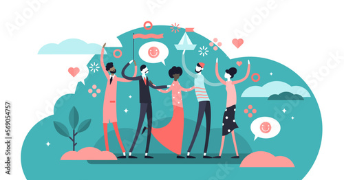 Friendship illustration, transparent background.Flat tiny social relationship union persons concept.Trust and solidarity group symbolic partnership.