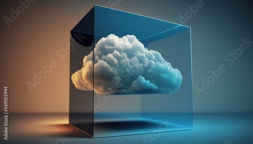 Futuristic technological imaginative illustration of cloud computing created with generative ai technology