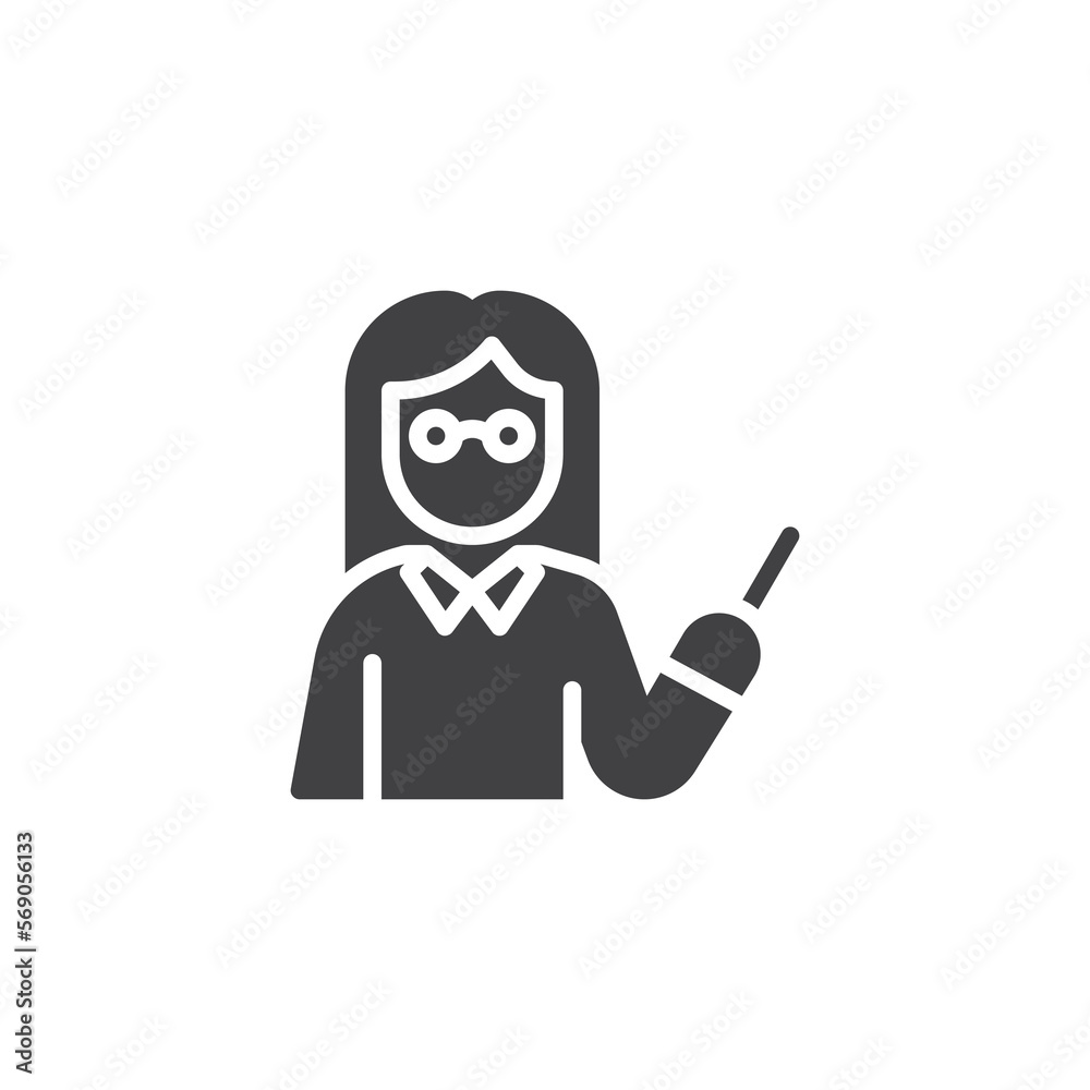 Female teacher with pointer stick vector icon Female teacher with pointer stick vector icon