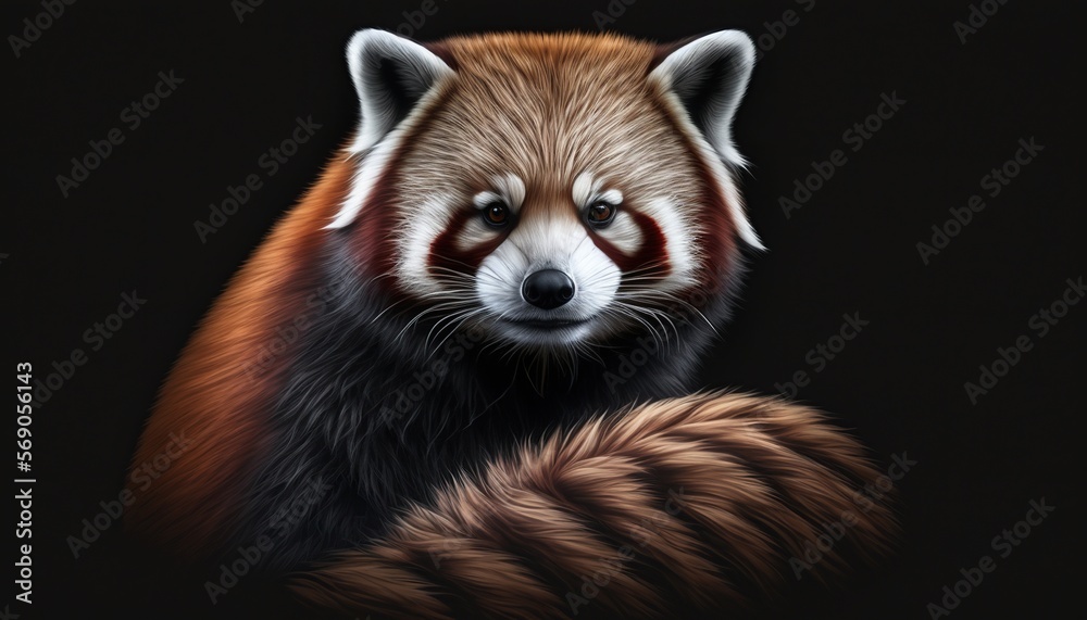 red panda close up on black background red panda close up on black background