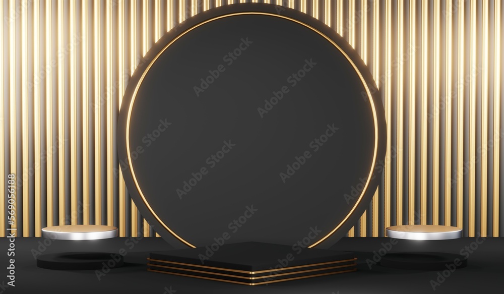 3d render black podium background showcases a premium, minimal and modern design with a combination of geometric shapes, golden glitter and a realistic studio room setting, creating a perfect platform 3d render black podium background showcases a premium, minimal and modern design with a combination of geometric shapes, golden glitter and a realistic studio room setting, creating a perfect platform