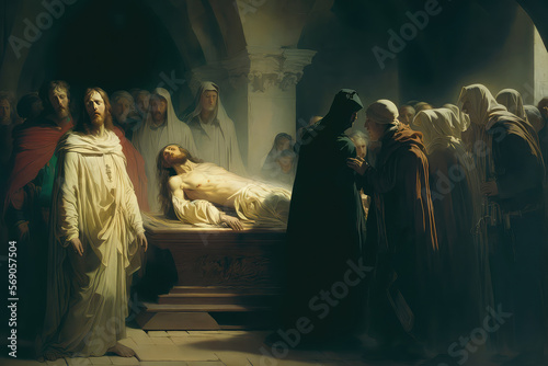 The painting burial of Jesus in church St. Johann der Evangelist (ai generated) photo