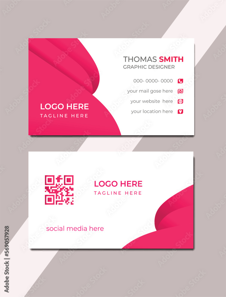 creative modern business card and name card  vector design formal double-sided Portrait template vector illustration red color and white clean
