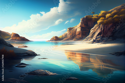 Wallpaper background of beach shore line. Generative ai