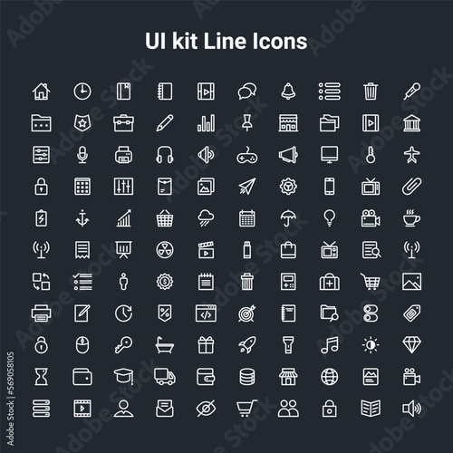 UI kit line icons minimal vector illustration