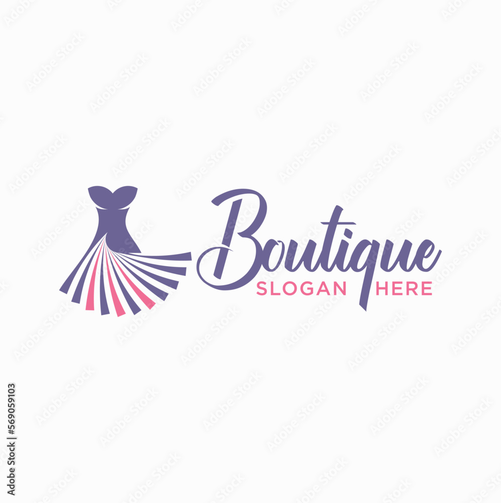 Obraz premium women clothing boutique vector logo design fancy dress shopping mall party dress