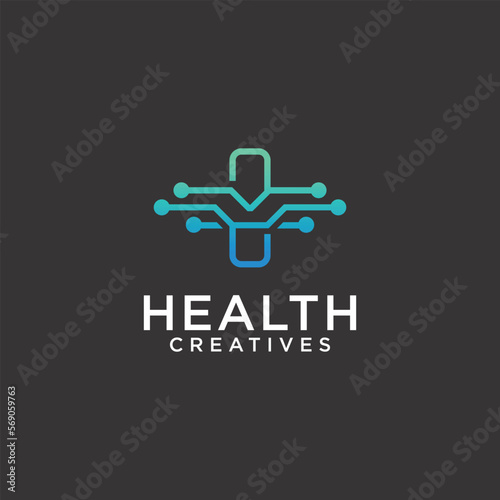 medical health digital logo technology medical logo for modern and sophisticated medical