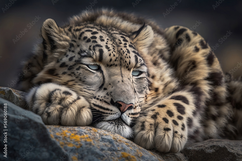 Leopard is sleeping in nature, Generative AI Leopard is sleeping in nature, Generative AI