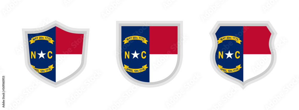shields icon set with north carolina flag. isolated on white background. vector illustration shields icon set with north carolina flag. isolated on white background. vector illustration