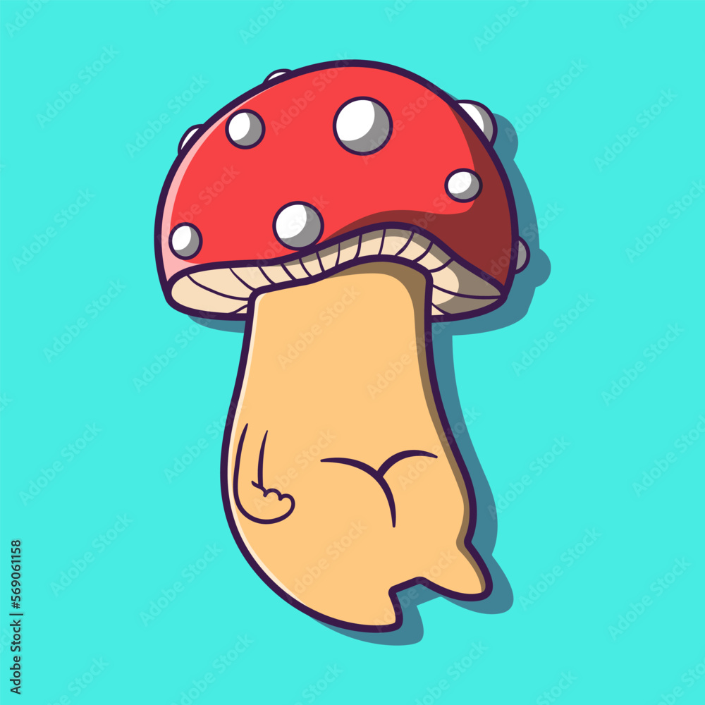 cartoon illustration of mushroom with cute butt cartoon illustration of mushroom with cute butt