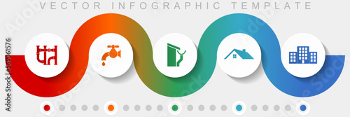 Home service infographic vector template with icon set, miscellaneous icons such as pipe, tap, roof and gutter, house and building for webdesign and mobile applications