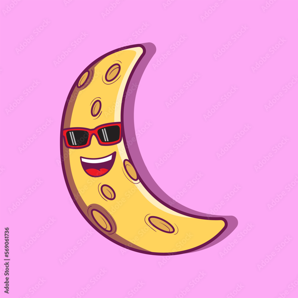 cartoon illustration of moon wearing sun glasses cartoon illustration of moon wearing sun glasses