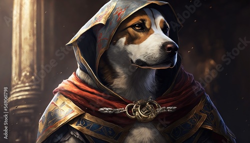 Creative 4k high resolution wallpaper art of a dog inspired by game movie with Historical settings with a mix of accurate architecture by Gongbi (generative AI) photo