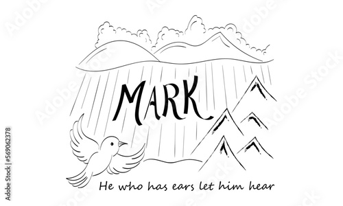 Scripture Illustration for Tattoo design. The message of the Gospel of Jesus Christ. Bible lesson for kids