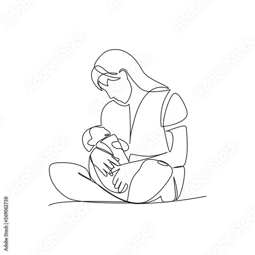 Vector illustration of couple in love drawn in line art style