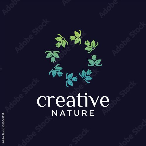 green nature logo abstract ornament collection, luxury and unique ornament vector symbol