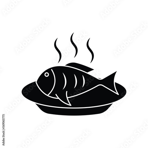 frying fish icon design. isolated on white background. vector illustration