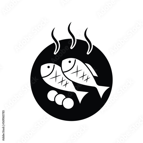 frying fish icon design. isolated on white background. vector illustration