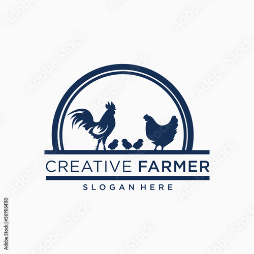 Vector chicken farm logo design rooster logo for poultry lovers chicken pieces and others