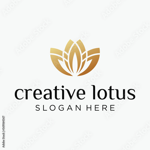 Fototapeta Naklejka Na Ścianę i Meble -  luxury lotus flower logo template ,elegant lotus spa logo design vector.