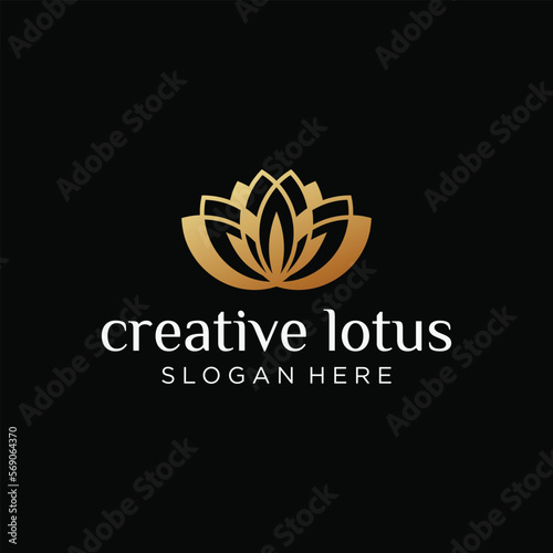 Fototapeta Naklejka Na Ścianę i Meble -  luxury lotus flower logo template ,elegant lotus spa logo design vector.