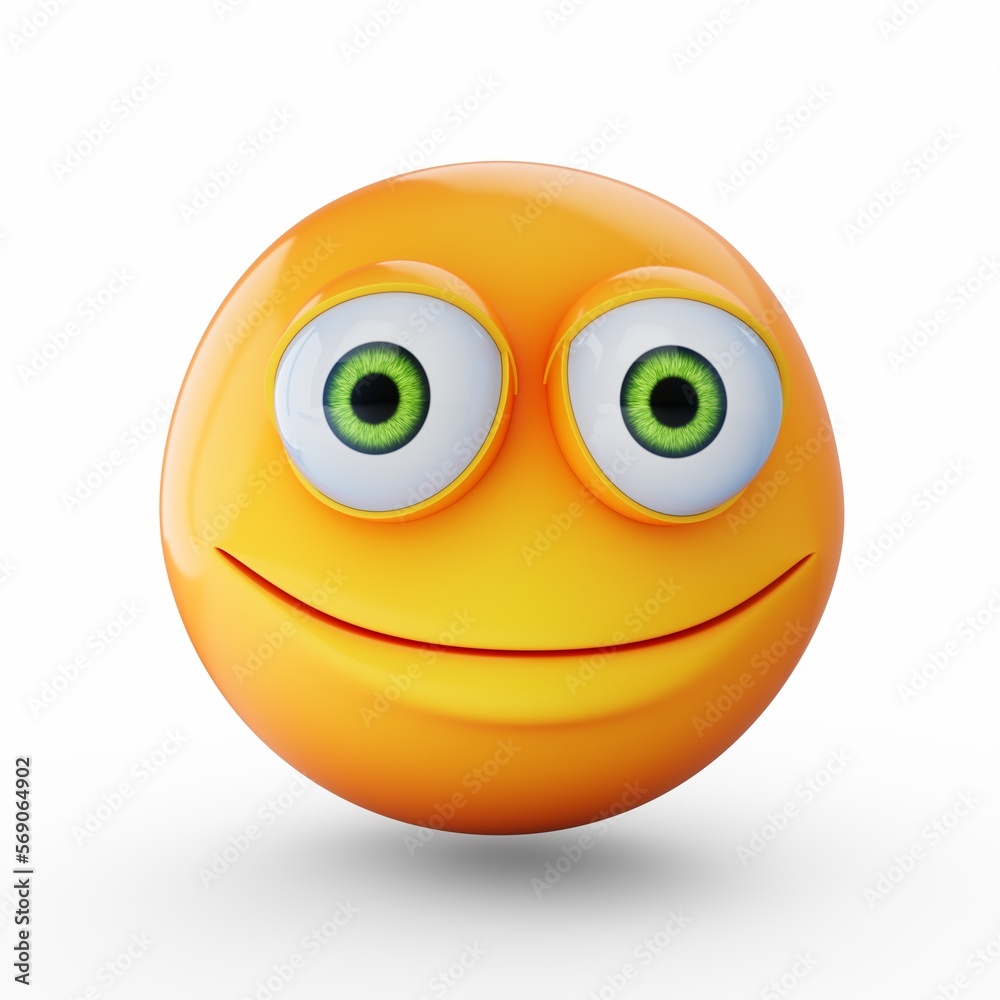 3D Rendering happy emoji isolated on white background 3D Rendering happy emoji isolated on white background