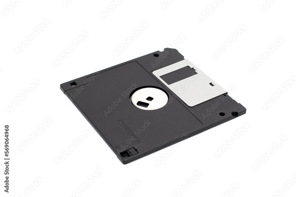 A diskette for recording information isolated on a white background A diskette for recording information isolated on a white background