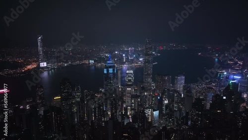 Wallpaper Mural Night Panorama Of The Whole Illuminated Hong Kong, Aerial View Torontodigital.ca