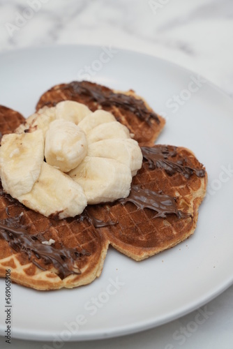 Delicious banana chocolate pancake 