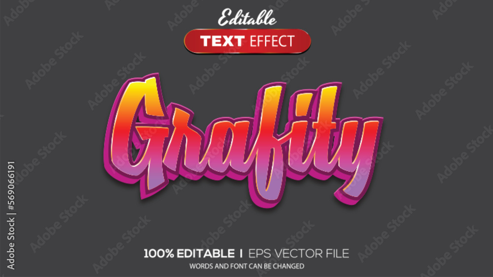 3D editable text effect grafity theme